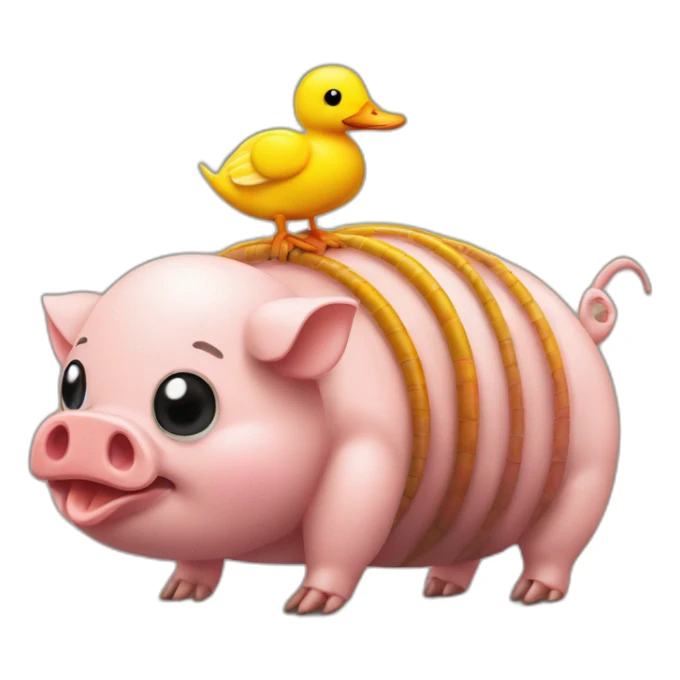  pig armadillo centipede insect with yellow duck face rubber ducky sticker