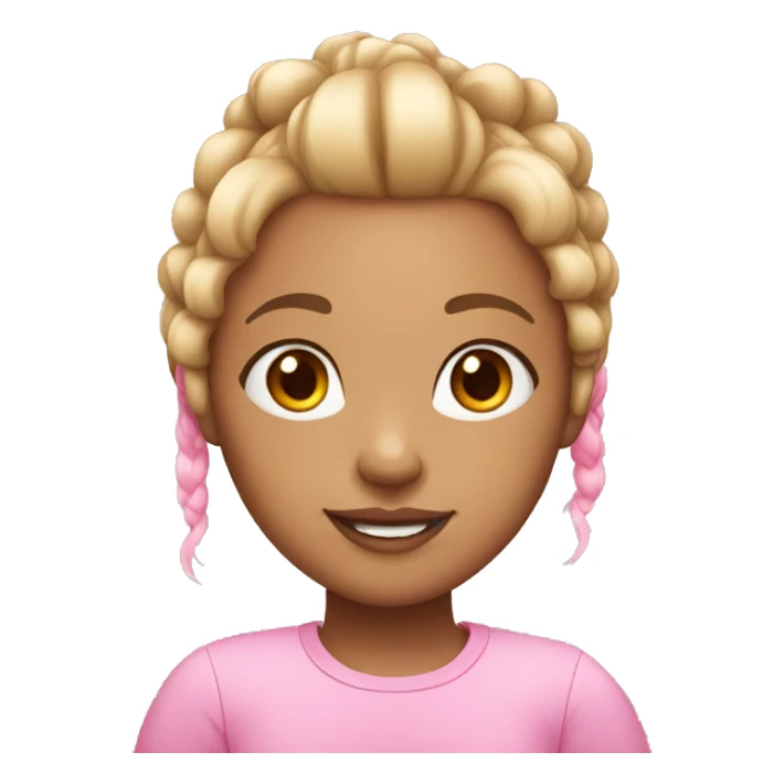a light skin girl with pink ponytail hair sticker