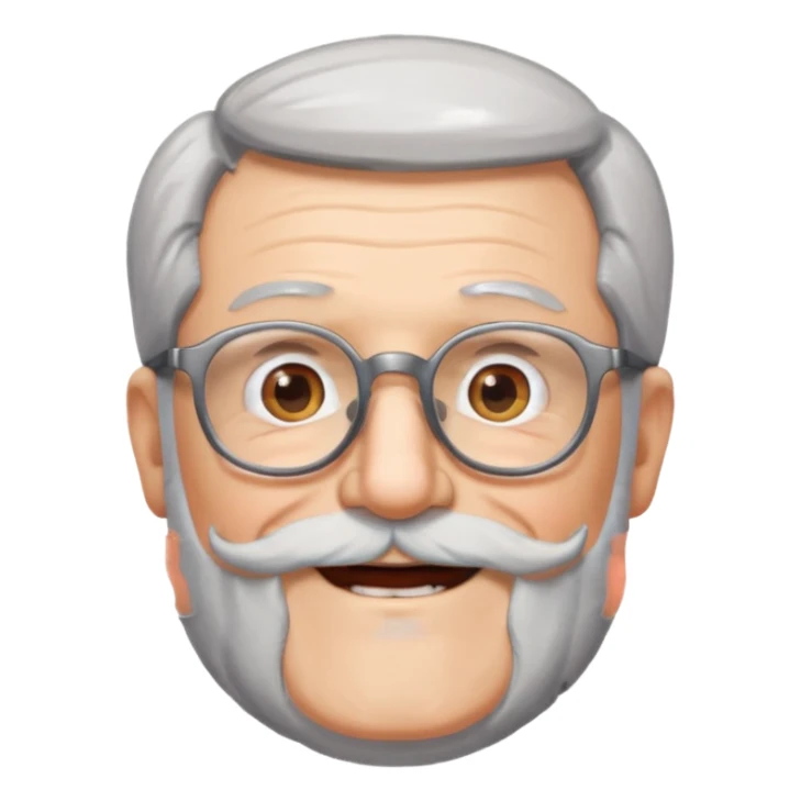 happy granddad with grey hair and beard and glasses sticker