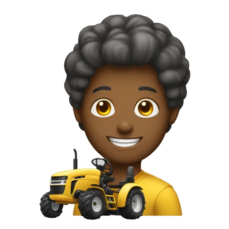 a happy person driving huge yellow tractor sticker