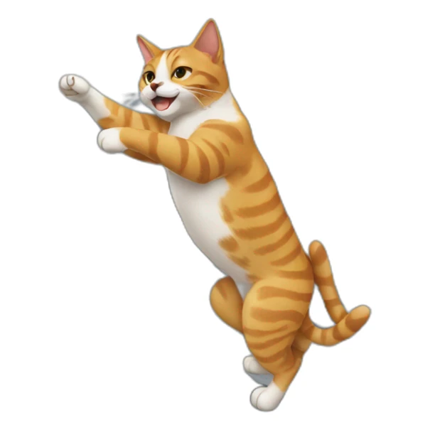 Cat dancing with a dog over a roof sticker