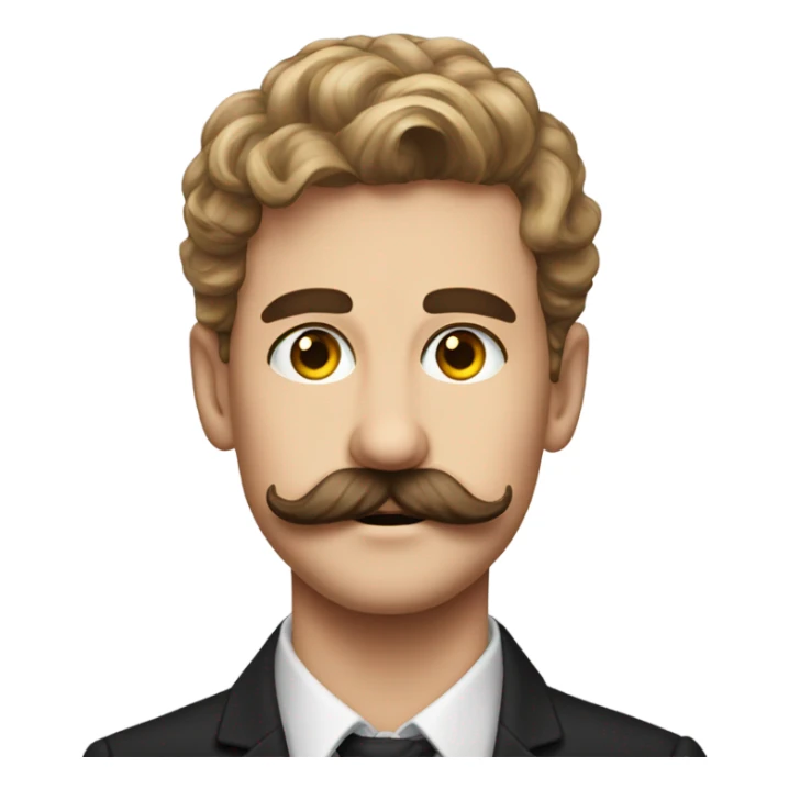 handsome mustached boy portrait with Charlie Chapman mustache  sticker