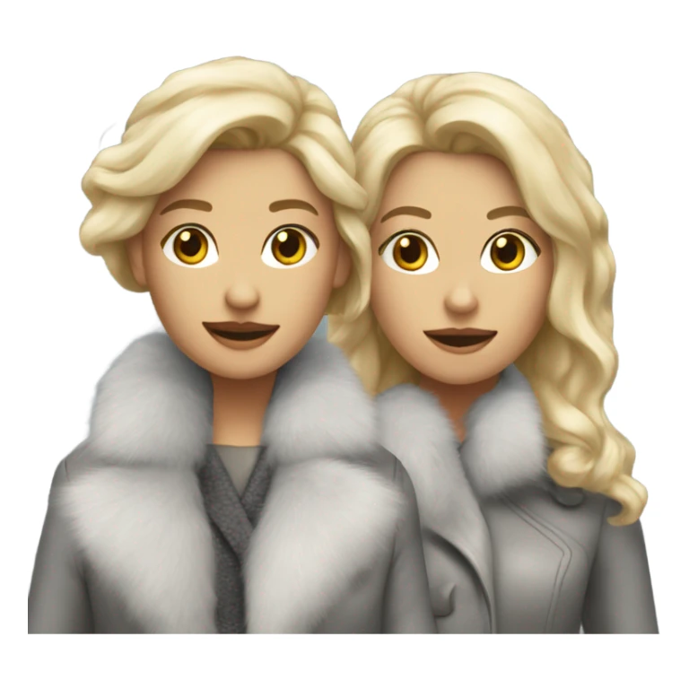 Two blondies with white skin in grey fur coats  sticker
