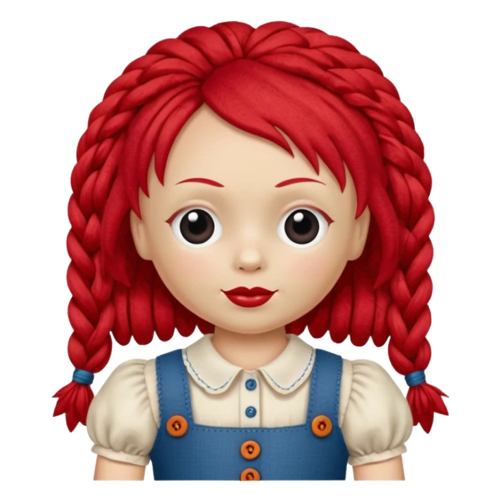 rag doll with button eyes red hair sticker