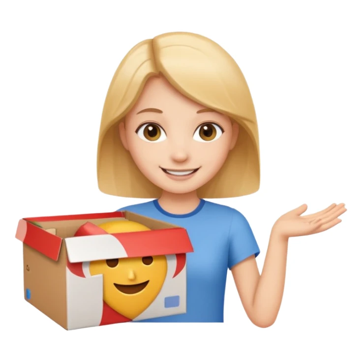 Smiling girl holding a box in her hand sticker