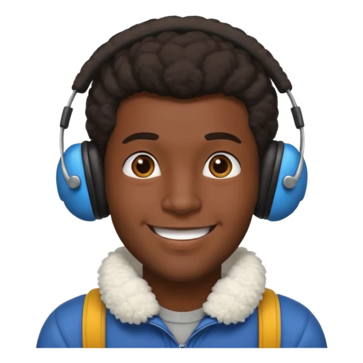 dark skin man wearing earmuff sticker