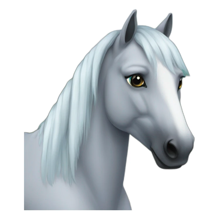 Grey horse with black-faded to blue mane sticker