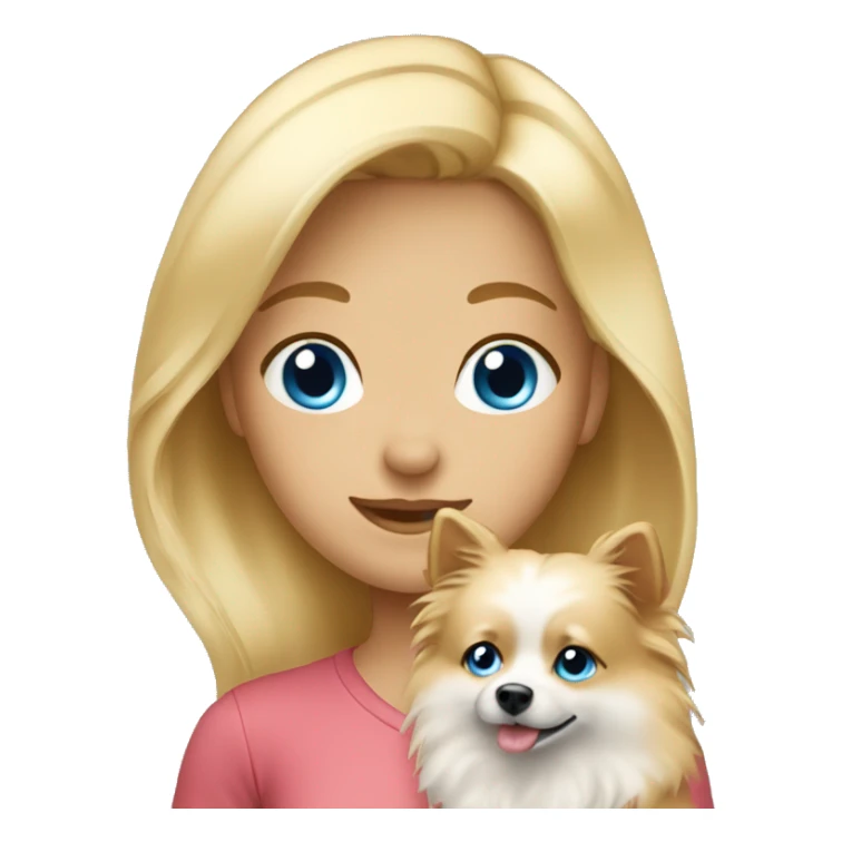 Blonde girl blue eyes holding spitz  sticker