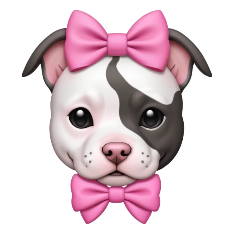 Black and white Pit bull dog with pink bow sticker