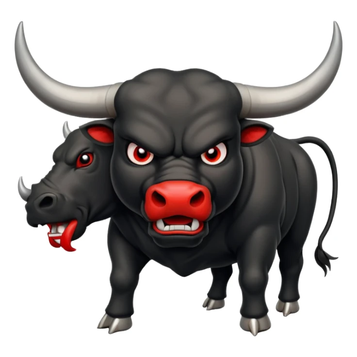 angry black bull pawing the ground with red eyes sticker