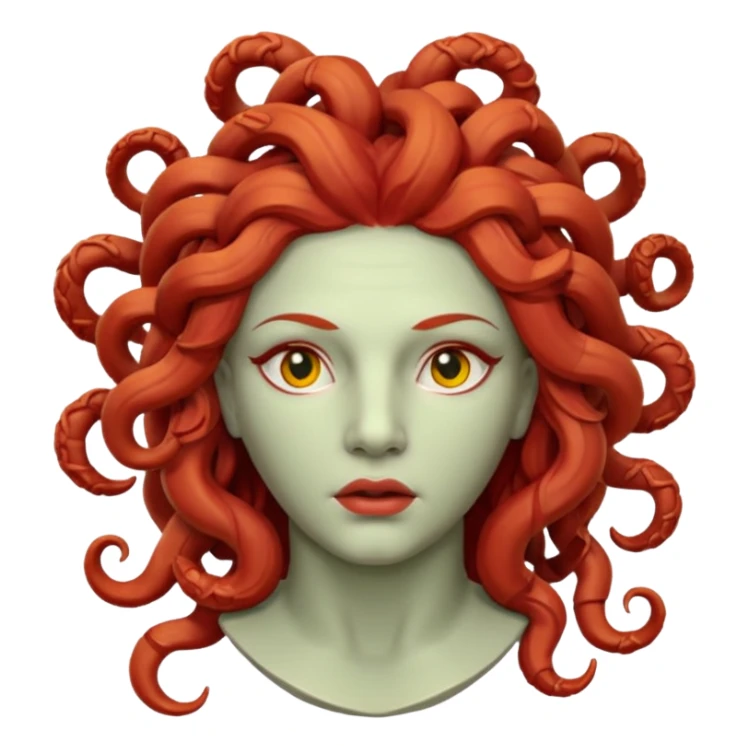 statue head medusa red hair clay sticker