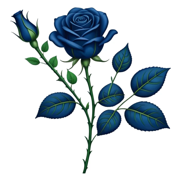 dark blue paisley printed long stem rose with green leaves  sticker