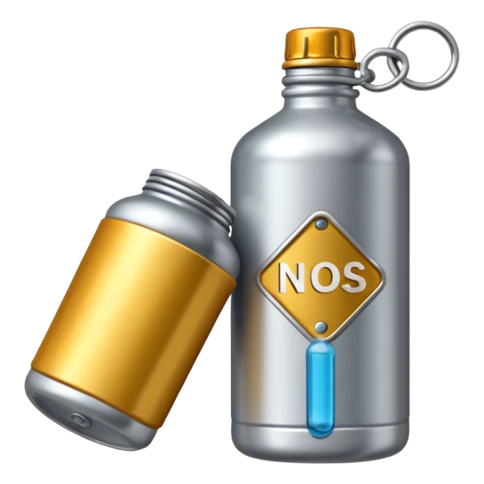 bombona de nitro con un cartelito que ponga NOS sticker