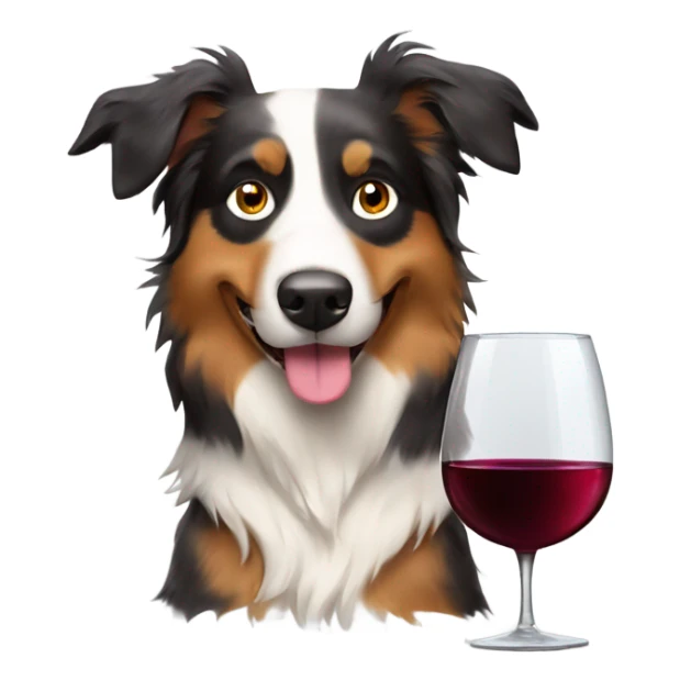 Australian shepherd dog with glass of wine sticker