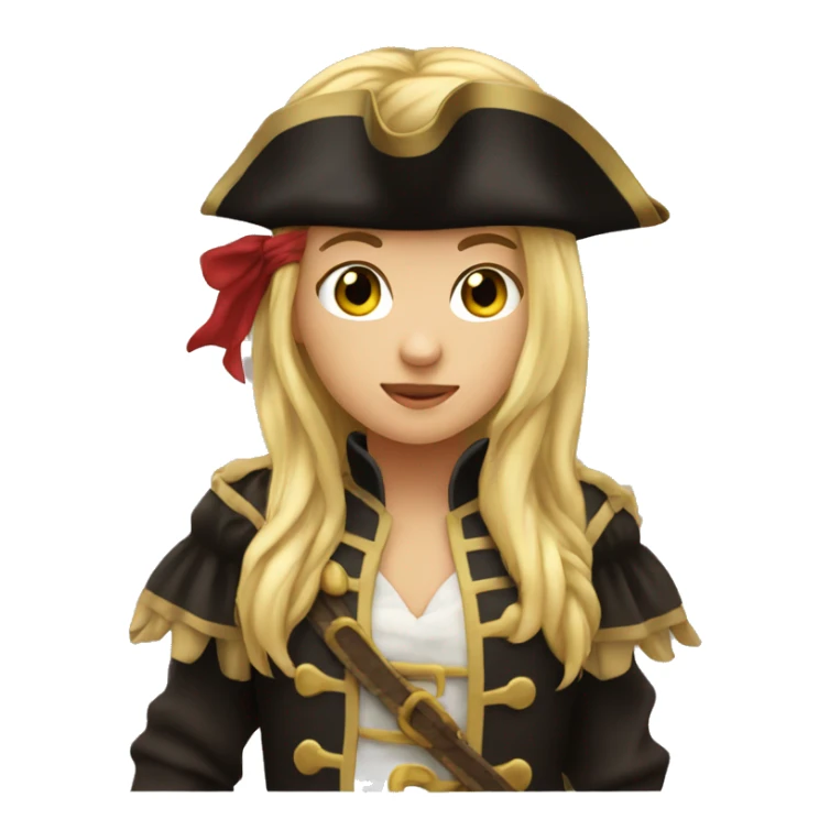 Female pirate long blond hair bangs dark brown eyes  sticker