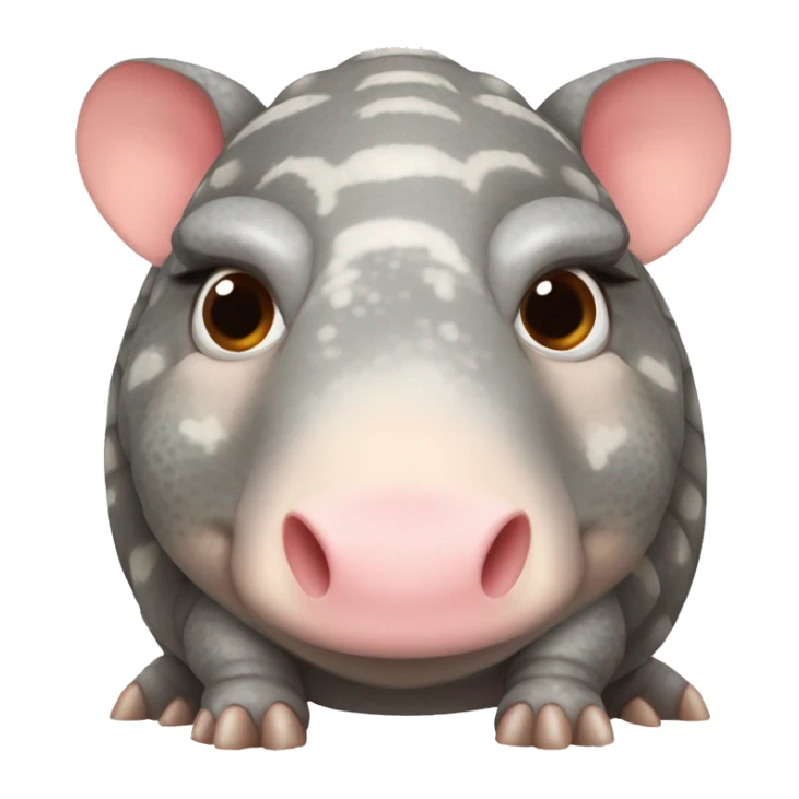 Mottled speckled gray brown chubby armadillo pig and cute tiny eyes sticker