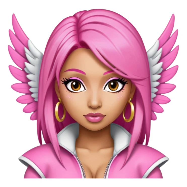 Nicki Minaj pink hair, winged eyeliner, super bass outfit  sticker