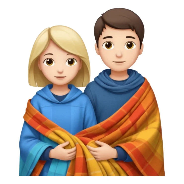 Boy and girl carrying blanket for sell sticker