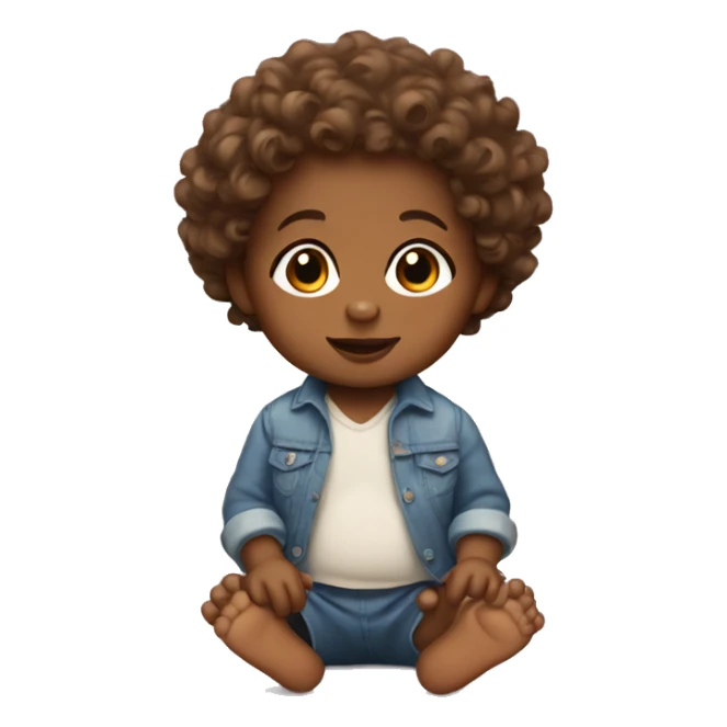 Brown-skinned baby with curly hair sticker