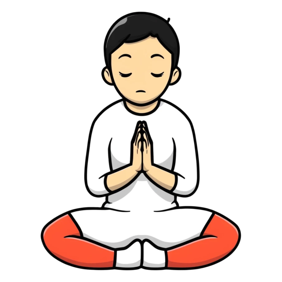 person on their knees begging with hands clasped together and pleading expression sticker