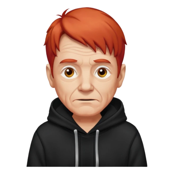old man with red hair and black hoodie sticker