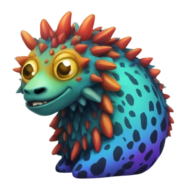a colorful edgy vernid-fionbri-animal-creature with splash patterns full body sticker