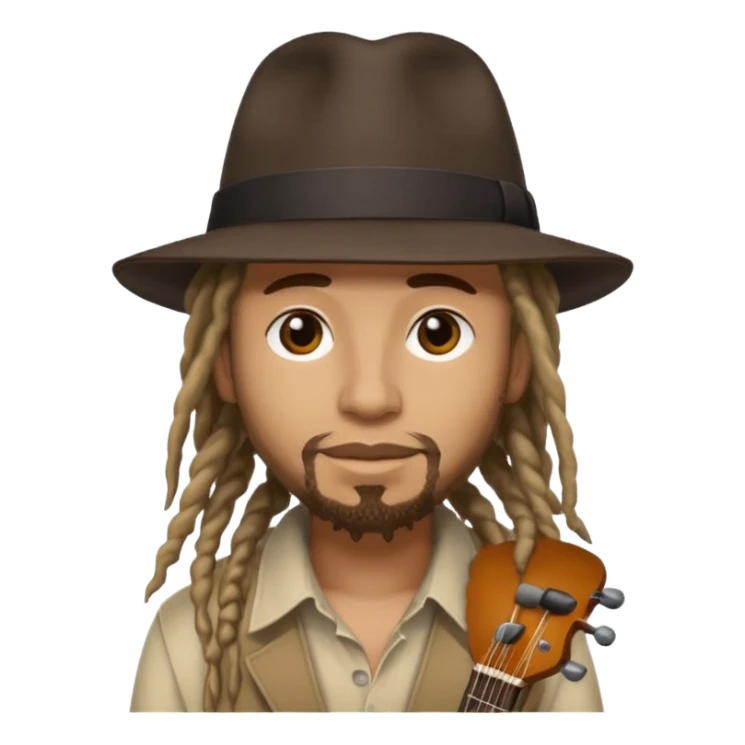 Musician with dreadlocks and fedora sticker