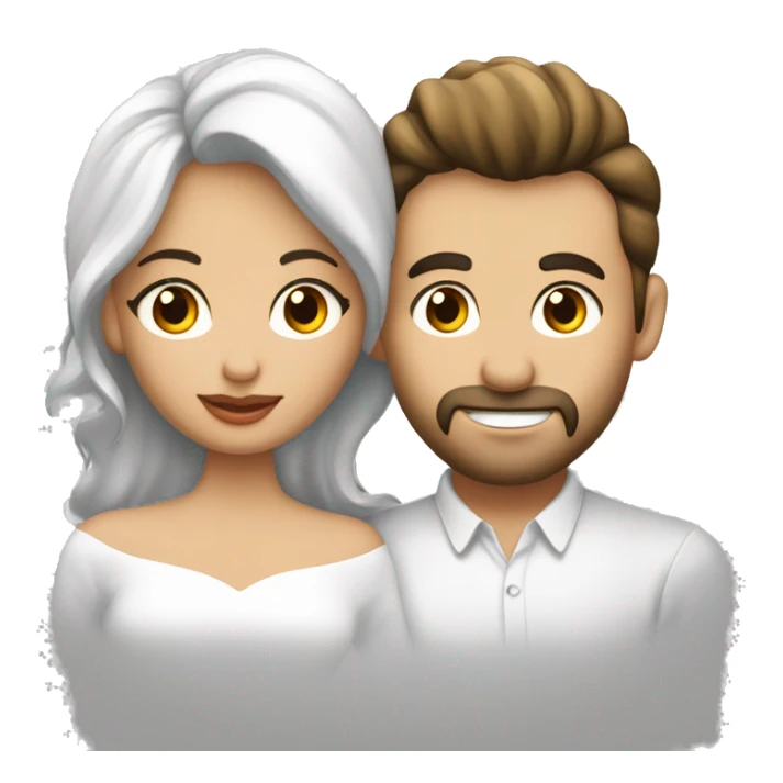 beso pareja mujer blanca pelo lacio y hombre moreno pelo rizado sticker