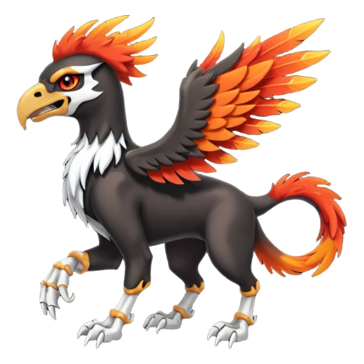 Volcanic Blazing Fiery Evil Skeletal Beaky Feathery Hot Cool Houndoom-Gryphon-fusion (full body) sticker