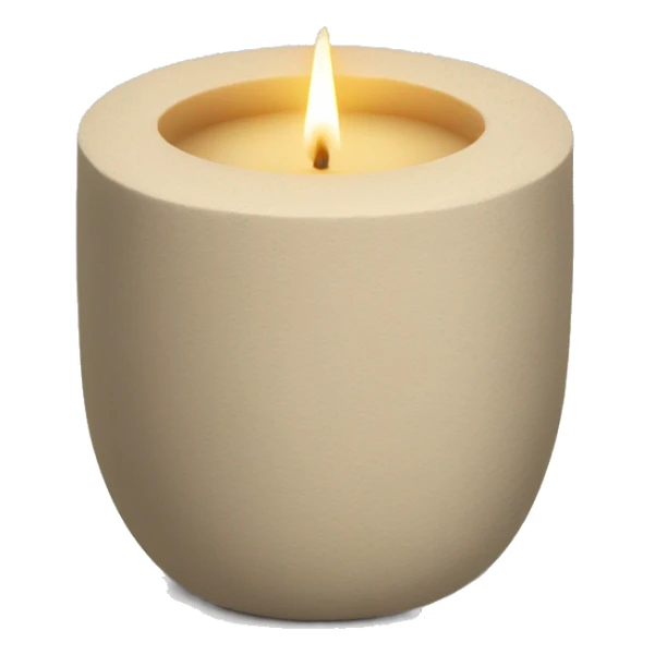 candle in beige concrete ridged vessel sticker