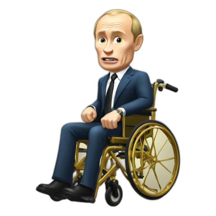 furious vladimir putin monke rides gold wheelchair sticker