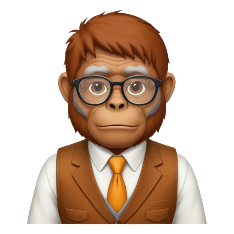 Orangutan secretary, old, glasses, vest sticker