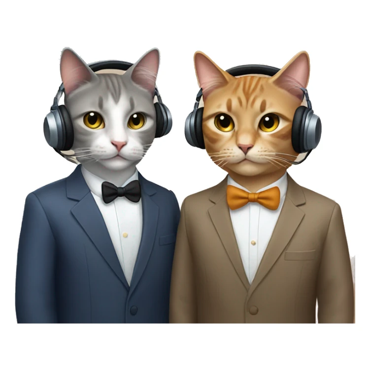 podcast with 2 male cats well-dressed wearing headsets  sticker