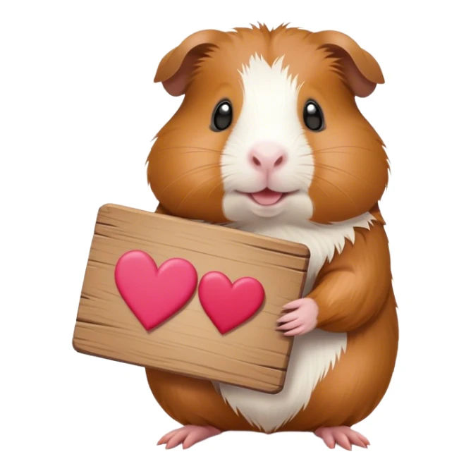 Guinea pig holding a sign that says happy Valentine’s Day sticker
