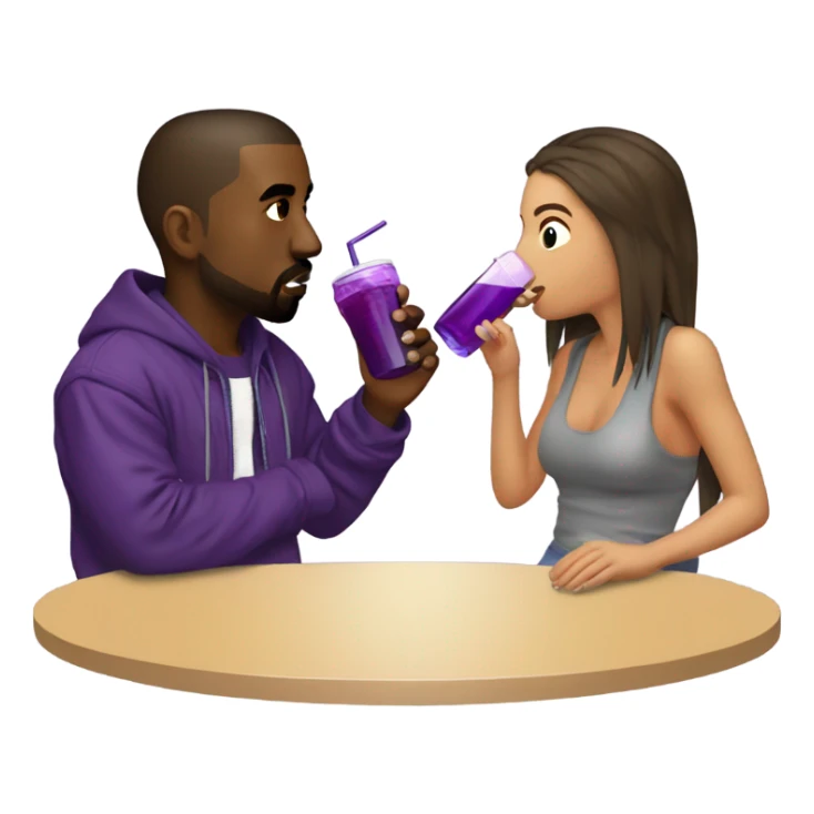 kanye west and hawk girl sipping purple drink sticker