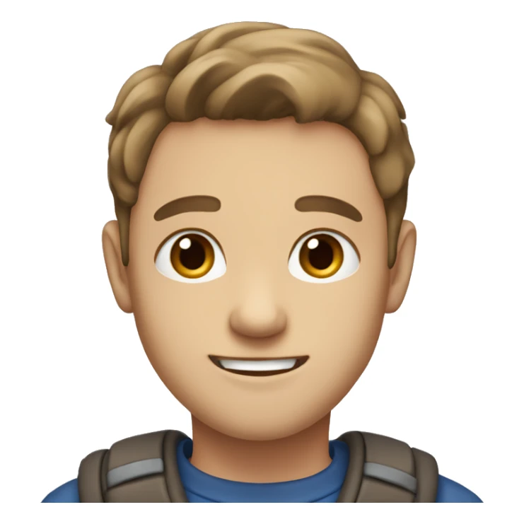 A 16 old boy with brown hais and blue grey eyes sticker