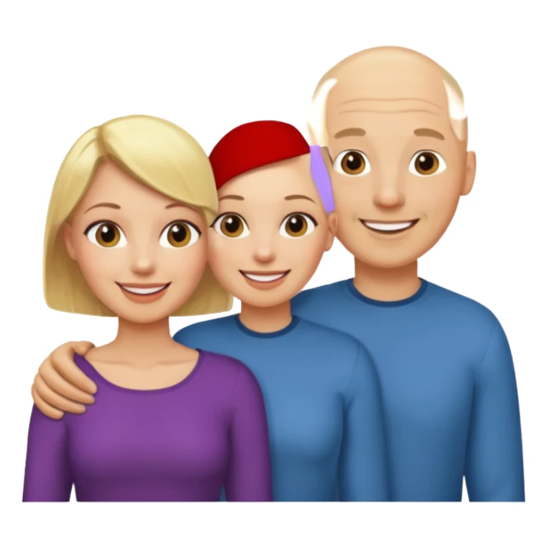 Two blonde women and a man with bald head sticker