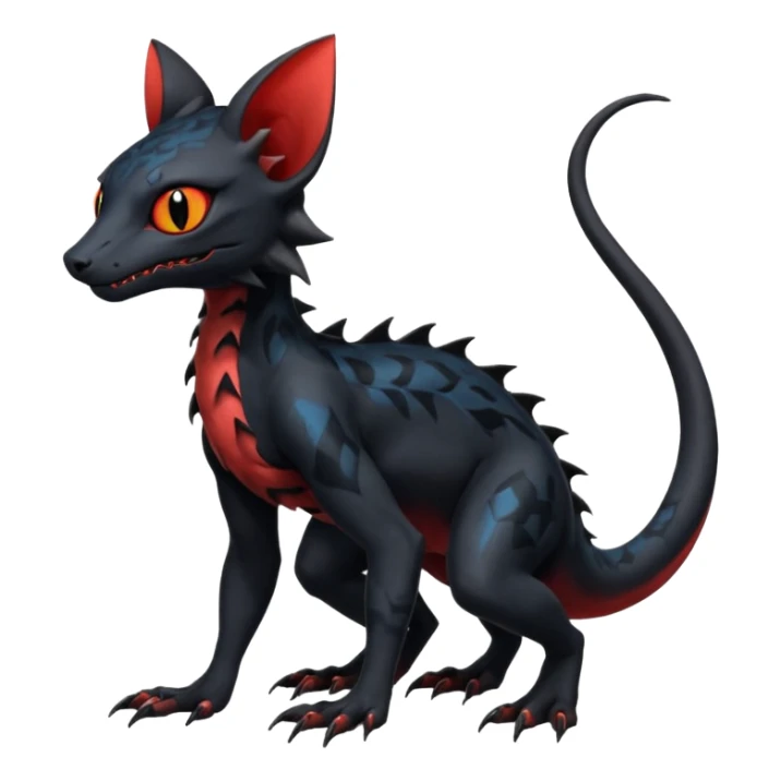 Futuristic Black Dark Abyssal Ethereal Modern Salandit-Litten-Noibat-Abyss-Lykoi-Fakémon-creature-hybrid Full Body sticker