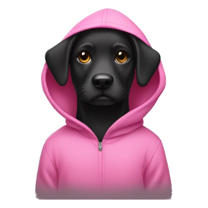 Black dog with a Pink hoodie on sticker