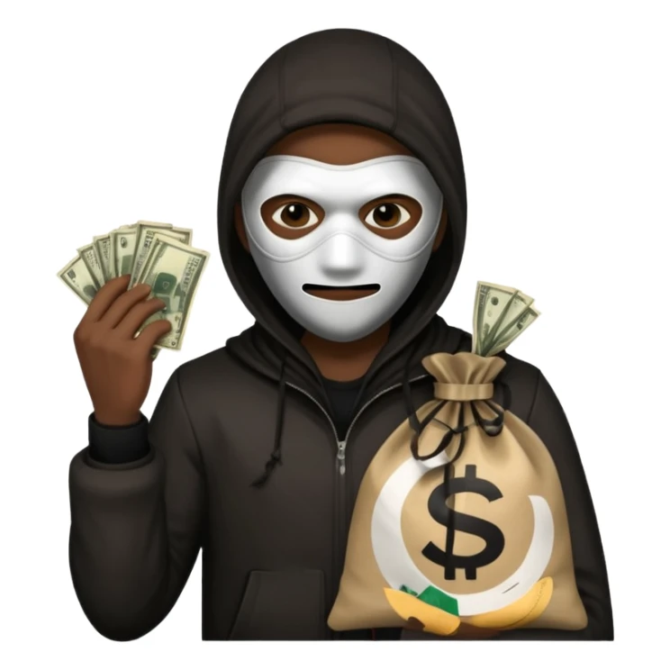 Ladrão com saco de dinheiro emoji eveito Mandela sticker