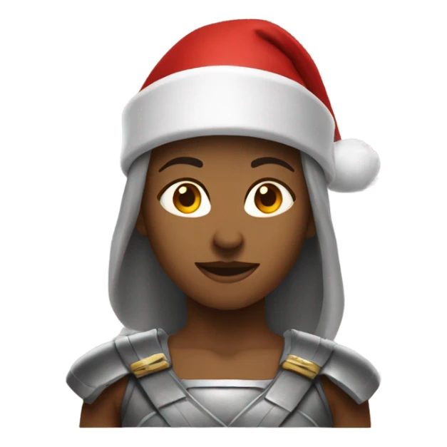 spartan female wearing red santa hat sticker