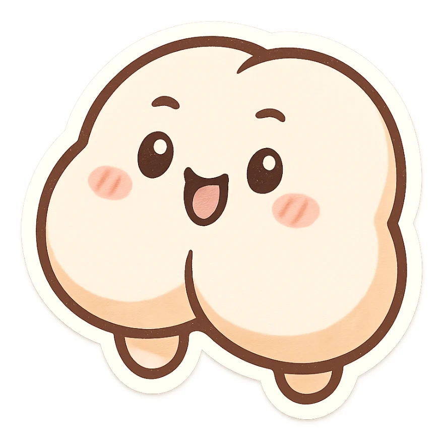 a white cartoon butt, outlined, fun expression, chibi style sticker