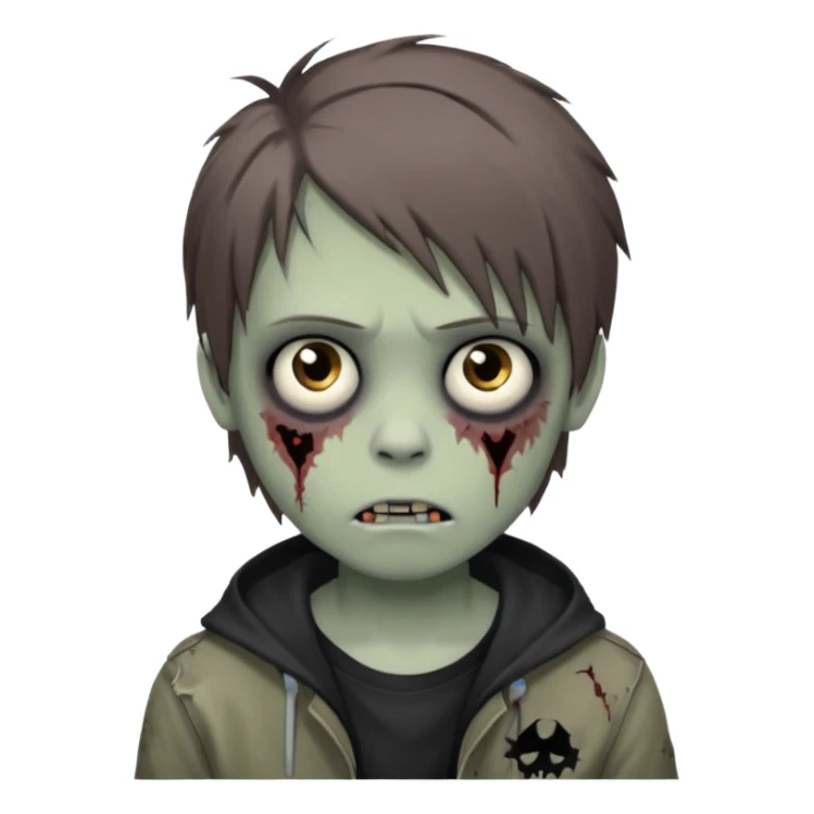 boy zombie with brown middlepart hair emo sticker