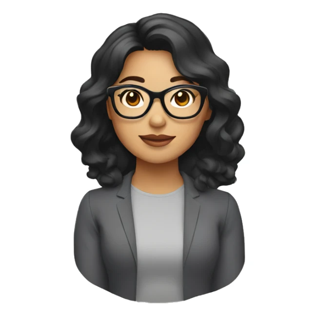 filipino woman with medium wavy hair and black square glasses sticker