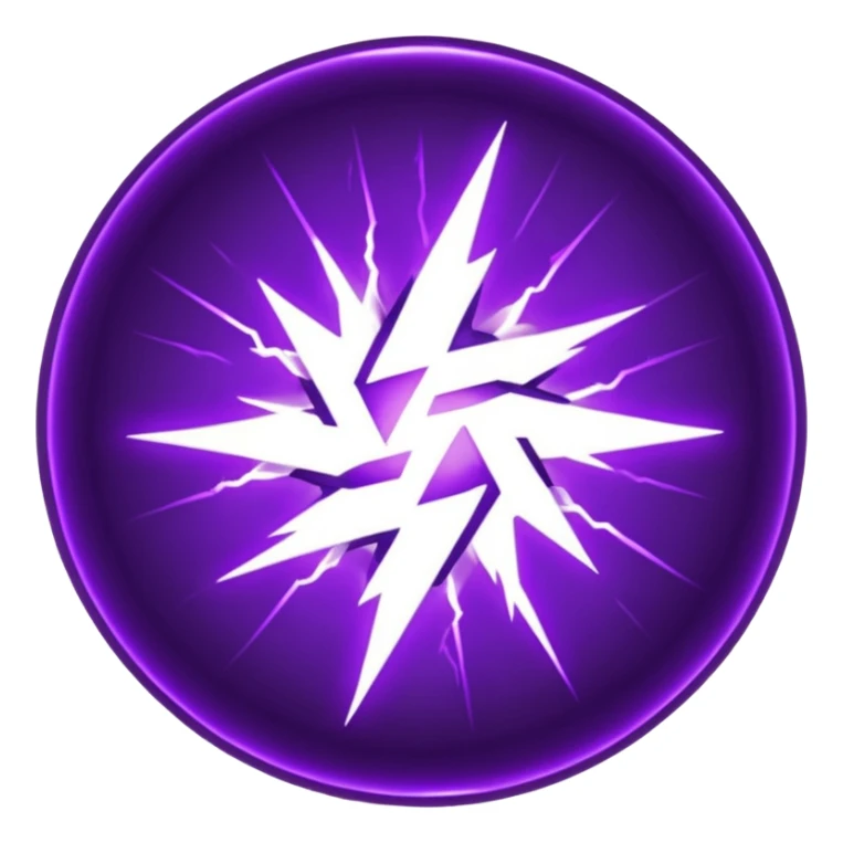 Combination of red blue lightening creating purple lightening in circle shape sticker