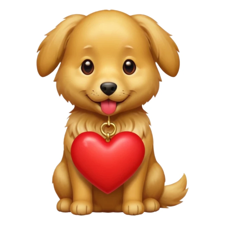 A dog holding a heart in its mouth sticker