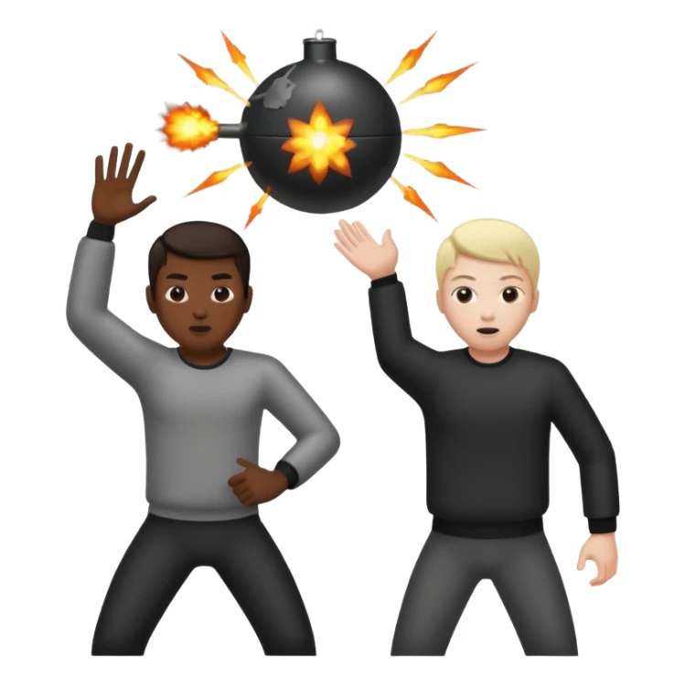 Asian throwing bomb at white person sticker