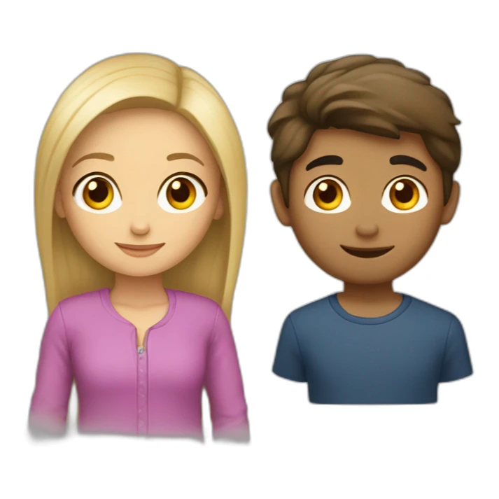 une fille brune et un garçon blond ensemble sticker