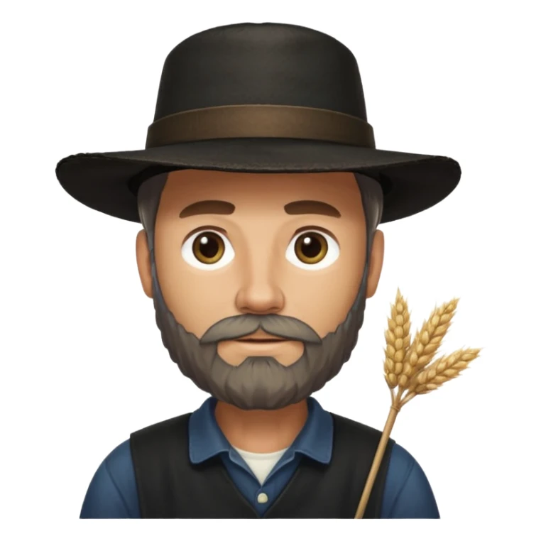 Puritan farmer male middle age with beard black clothes straw hat amish sticker