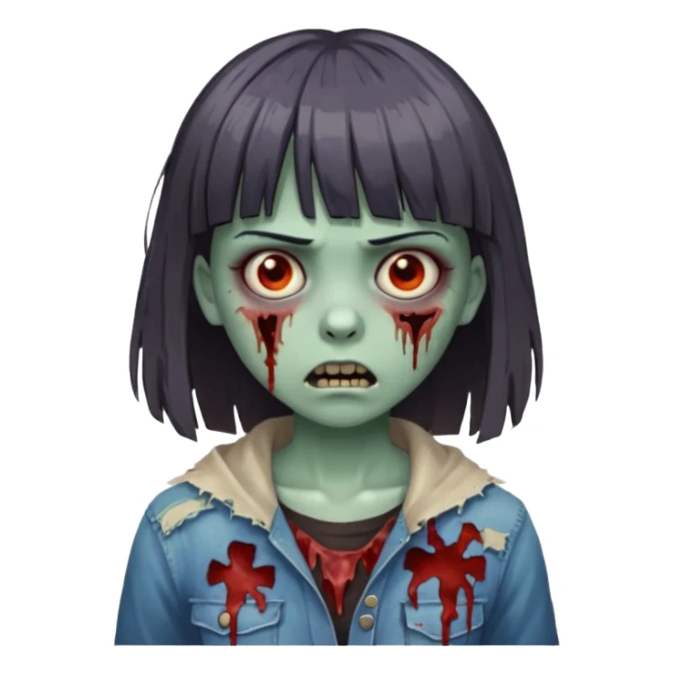 Zombie girl with bangs  sticker